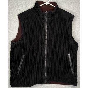 Resistol Double Men’s black reversable vest brown zipper front four pockets L